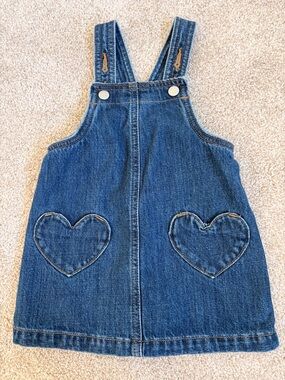 Old Navy Blue Denim Heart Pocket Overall Dress